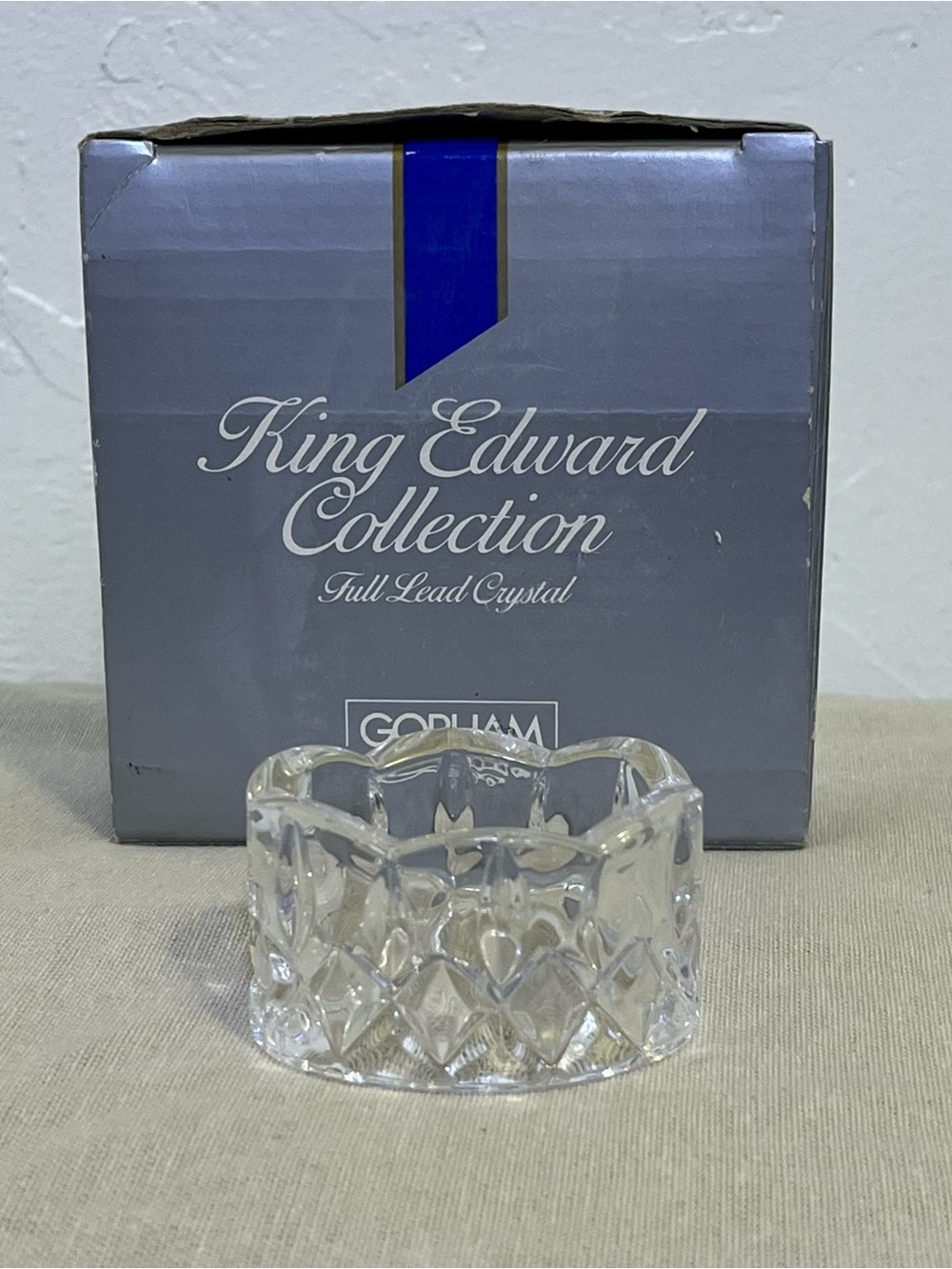 Vintage Gorham King Edward Full Lead Crystal Napkin Rings Set of 4 In Box